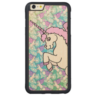 Unicornio blanco y rosado funda para iPhone 6 plus de carved® de nogal