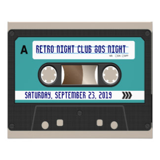 Retro 80er Kassette Mixtape personalisiert 11,4 X 14,2 Cm Flyer