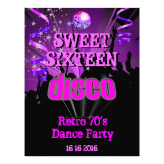 Siebzigerjahre 16. Geburtstag 16 Retro Disco-Tanz- 21,6 X 27,9 Cm Flyer