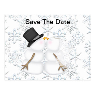 Save the Date BRAUT u. BRÄUTIGAM Snowman Postkarte