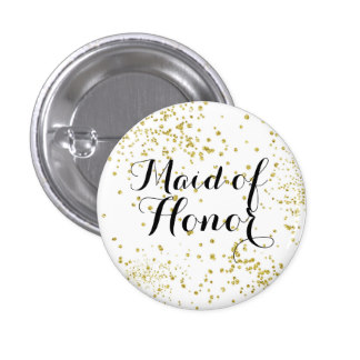 Cute Gold Glitter Maid of Honor Button