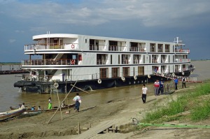 Intrepid exploration: The ship docked in Bagan. 