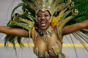 A dancer from the Tom Maior samba school performs during a carnival parade.