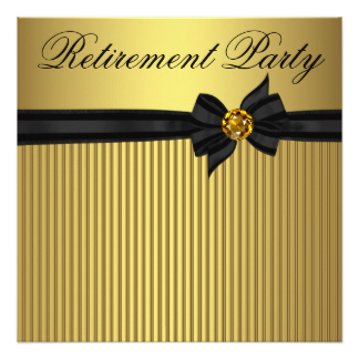 Elegant Black and Gold  Womans Retirement Party 13 Cm X 13 Cm Square Invitation Card