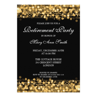 Elegant Retirement Party Gold Sparkles 13 Cm X 18 Cm Invitation Card