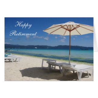 retiring blue beach greeting card