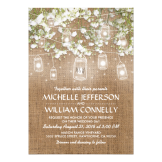 Baby's Breath Rustic Burlap Wedding 13 Cm X 18 Cm Invitation Card