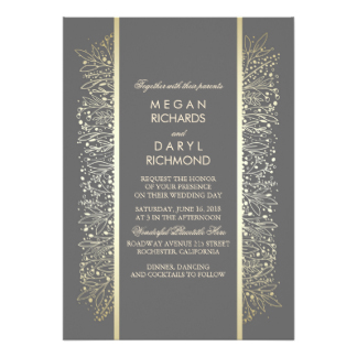 Gold Elegant Vintage Baby's Breath Wedding 13 Cm X 18 Cm Invitation Card