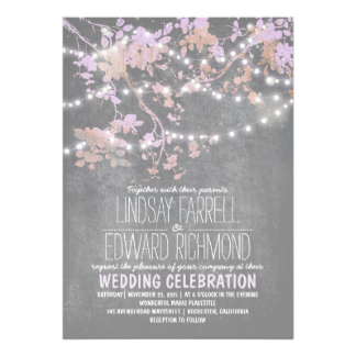 String lights cute and fancy wedding invitations