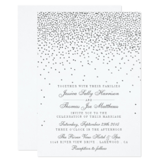 Vintage Glam Silver Confetti Wedding Invitations