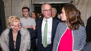 Alex Attwood, who lost his seat, is pictured with SDLP colleagues Margaret Walsh and Nicola Mallon at the Titanic Exhibition Centre