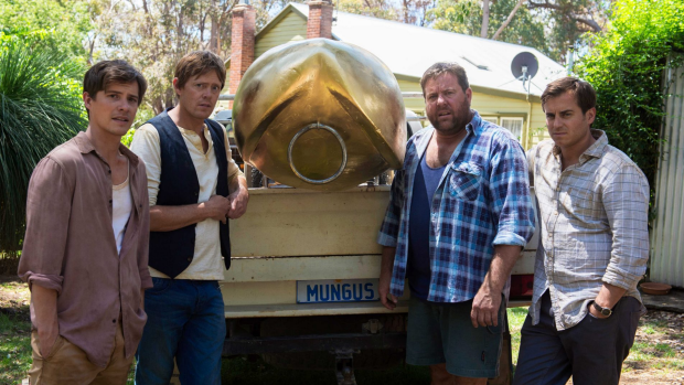 Xavier Samuel, Kris Marshall, Shane Jacobson and Kevin Bishop. And a giant gold willy in A Few Less Men.