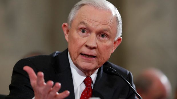 Jeff Sessions testifies on Capitol Hill  at his confirmation hearing in January.