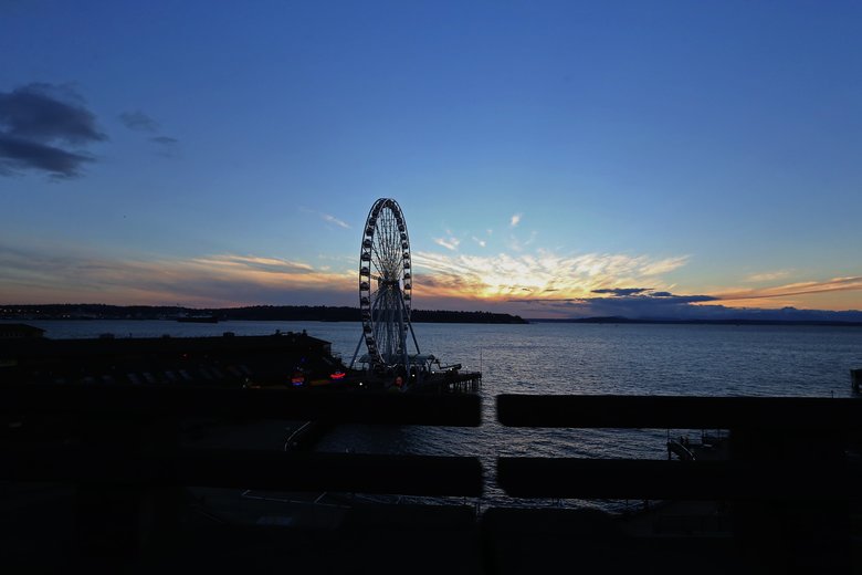 This particular sunset view from the Viaduct will go away when it is replaced by the tunnel. (Ken Lambert/The Seattle Times)