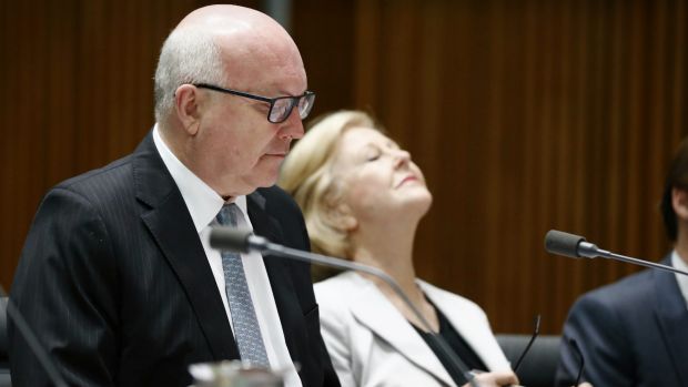 Attorney-General Senator George Brandis and Australian Human Rights Commission President Professor Gillian Triggs during ...