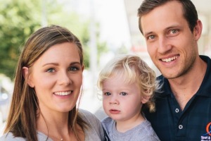 Carly and Nick Dewey with their 20 month old son Dash who has Cystic Fibrosis. 