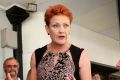 One Nation leader Pauline Hanson campaigning in Mandurah, south of Perth.