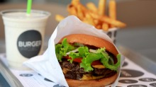 A double-cheeseburger, fries and a shake from Burger Project.