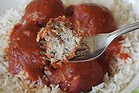 Oven baked meatballs in tomato sauce