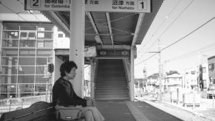 Japan waiting for train lonely hero