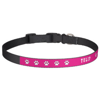 Puppy Paws Personalized Pink Pet Collar