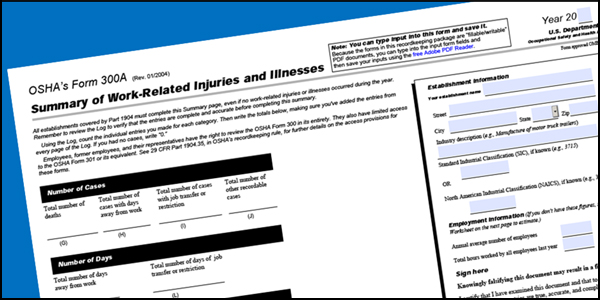 Image of OSHA Form 300A - Summary of Work-Related Injuries and Illnesses