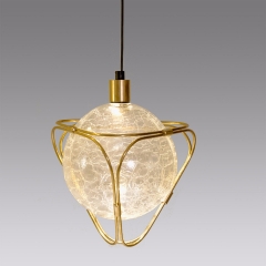 Eon S1 Pendant - Brass/Crackle Glass