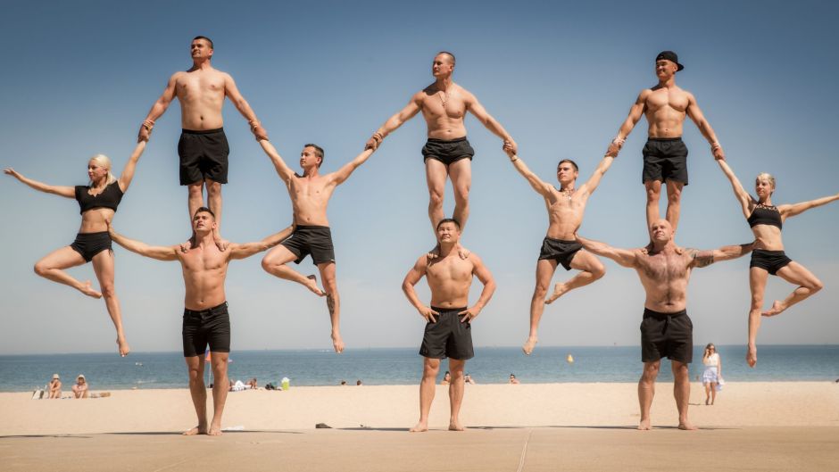 The Age, News. Cirque Du Soleil on Port Melbourne Beach for story by Caroline Webb.Pic Simon Schluter 9 March 2017. .