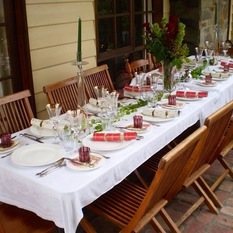 One of our Christmas Tables - Christmas in Australia alfresco - Dinnerware