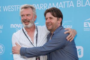 SYDNEY, AUSTRALIA - FEBRUARY 11: Sam Neil Actor and Judge of Tropfest has a laugh with his old friend John Polsen the ...