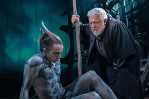 Mark Quartley as Ariel, left, and Simon Russell Beale as Prospero in The Tempest.