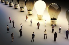 Light bulbs in a row with one being on, large group of people with a few moving to the light. Australia ranks 19th in ...