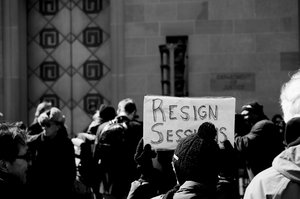 Protest outside the Department of Justice in USA, 2 March 2017