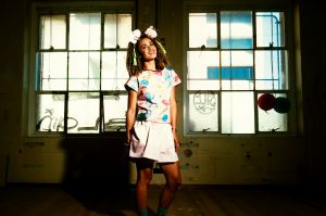 Models pose at the Social Studio Block Party in Collingwood, part of Virgin Australia Melbourne Fashion Festival on ...