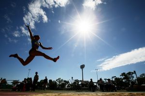 Tay-Leiha Clarke of NSW competes in the Women's Long Jump.