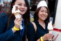 Coral, left, and Karen at the Ice Cream Festival.