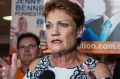 Pauline Hanson during her live crosses at the Melvilee Bowling Club tonight after the Western Australian State election. ...