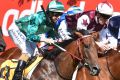 Jockey Damian Lane (left) rides Humidor.