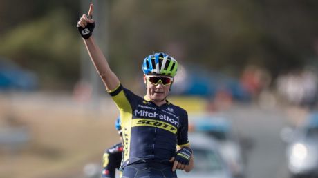 Lucas Hamilton won the sprint to the line at the Oceania Road Championships in Canberra on Saturday.?