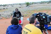 Peace Dodd being interviewed by Jason Thomas. Image courtesy of Indigenous Community Stories.