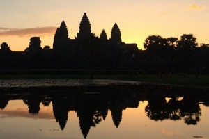 Watch dawn break over the towers of Angkor Wat.