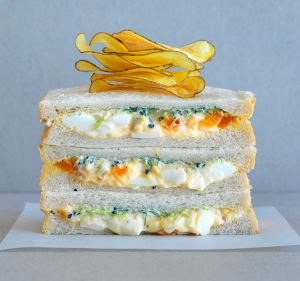 Old-school: The 'Tokyo 7/11' comes with egg and Kewpie mayo between slices of white loaf. 