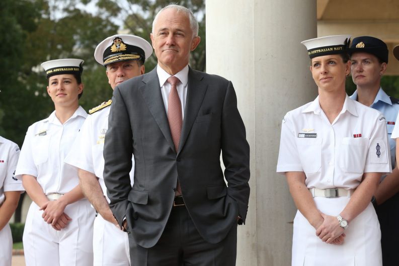 Prime Minister Malcolm Turnbull attended an International Women's Day morning tea at ADFA in Canberra.