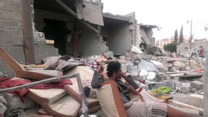 On the day after a July airstrike in Sanaa Yemen families mourn their lost relatives but say there is no way they have the resources to rebuild their homes