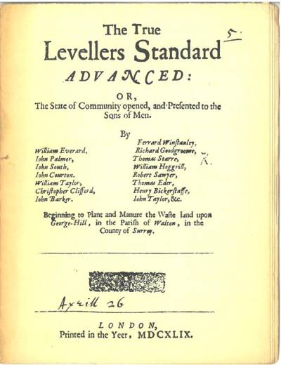 Cover of a reprint of The true levellers standard advanced