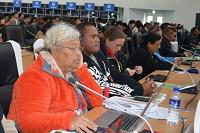 Working at the 2014 Nagoya Protocol Meeting of the Parties 1 at the Convention of Biological Diversity Conference in Pyeongchang, South Korea.