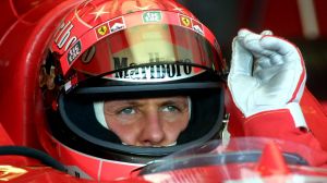 German World Champion driver Michael Schumacher, of the Ferrari team, gives the okay sign to start out on a test run at ...