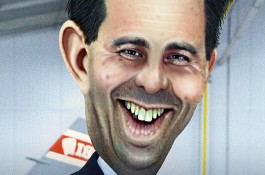 Scott Walker caricature by DonkeyHotey