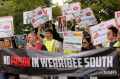 Protesters at last month's rally in Werribee. 