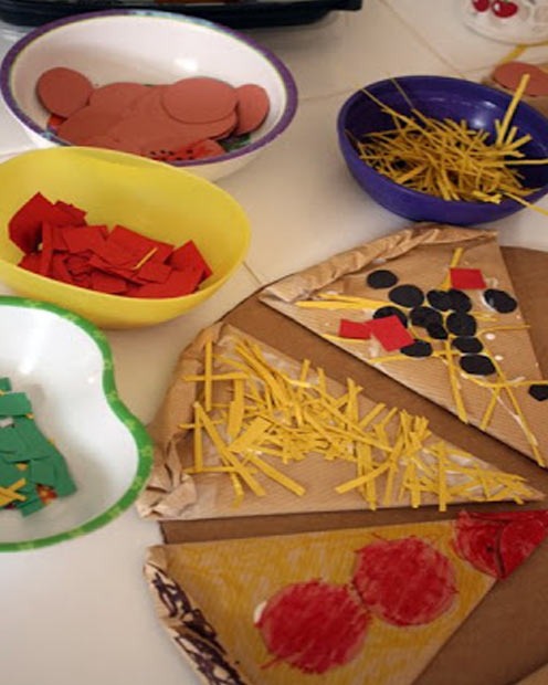 <b>Pizza making</b><br> Cardboard 'pizza slices' can be covered by different colours and materials represeting lots of ...